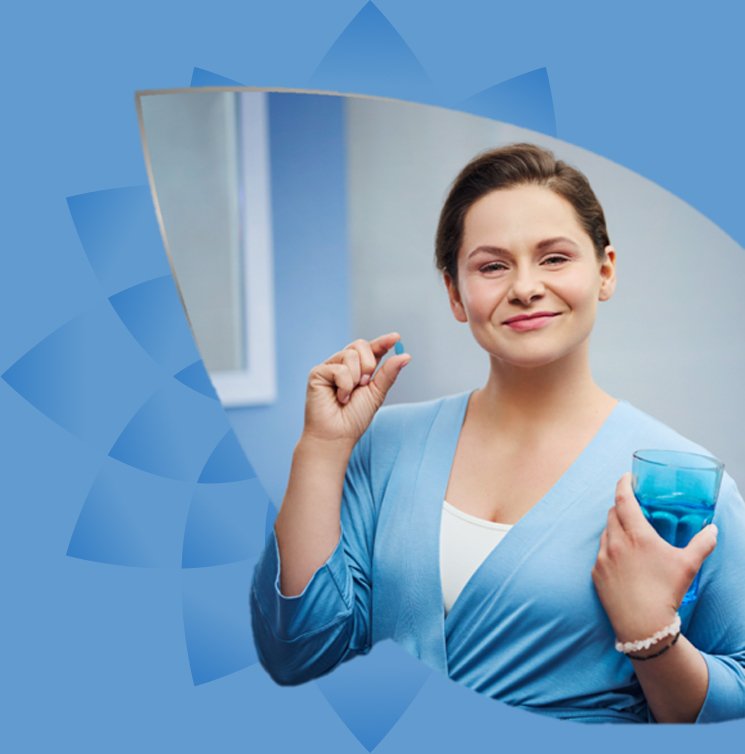 Woman with pill